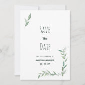 Mint waterverf groen krans Save The Date Kaart (Voorkant)