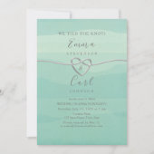 Mint Waterverf Hart bruiloft receptie Kaart (Voorkant)