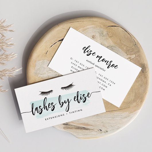 Mint Waterverf Lash Services Visitekaartje