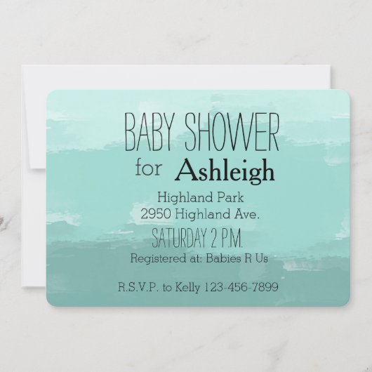 Mint Waterverf Ombre baby shower Kaart (Voorkant)
