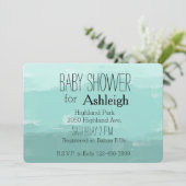 Mint Waterverf Ombre baby shower Kaart (Staand voorkant)