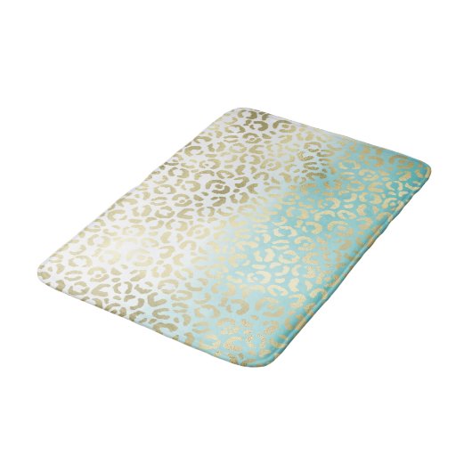 Mint Waterverf Ombre Glam Gold Leopard Badmat (Gekanteld)