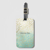 Mint Waterverf Ombre Glam Gold Leopard Bagagelabel (Voorkant (verticaal))