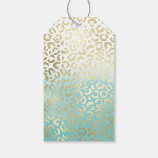 Mint Waterverf Ombre Glam Gold Leopard Cadeaulabel (Achterkant)