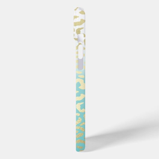 Mint Waterverf Ombre Glam Gold Leopard Case-Mate iPhone Case (Achterkant / Links)