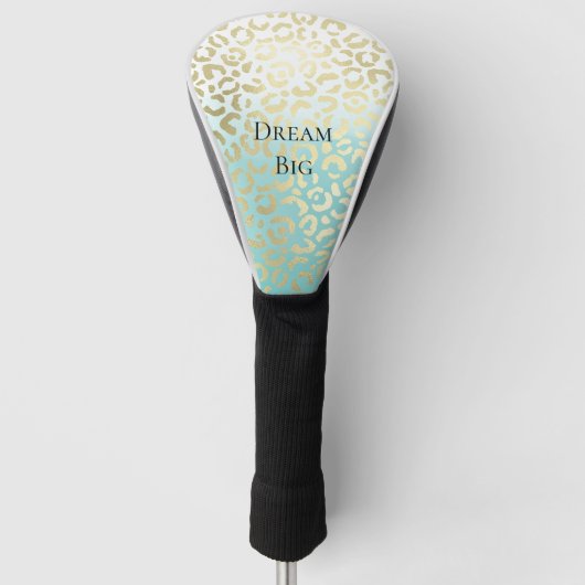Mint Waterverf Ombre Glam Gold Leopard Golfheadcover (Voorkant)