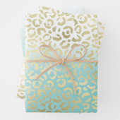 Mint Waterverf Ombre Glam Gold Leopard Inpakpapier Vel (In situ)
