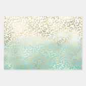 Mint Waterverf Ombre Glam Gold Leopard Inpakpapier Vel (Voorkant)