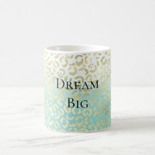 Mint Waterverf Ombre Glam Gold Leopard Koffiemok