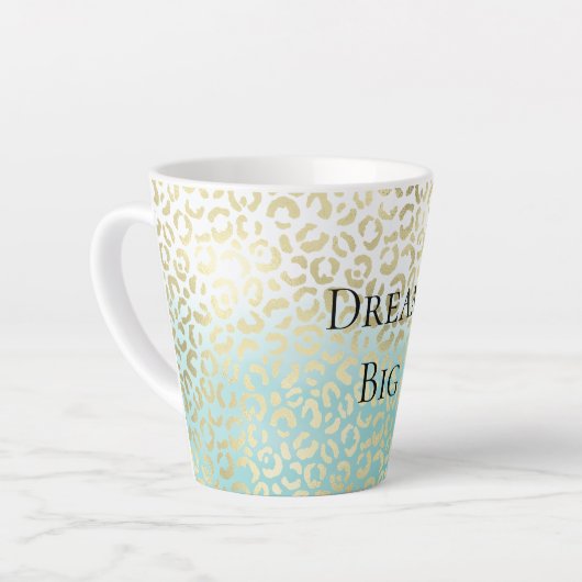 Mint Waterverf Ombre Glam Gold Leopard Latte Mok (Linkerhoek)