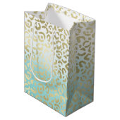 Mint Waterverf Ombre Glam Gold Leopard Medium Cadeauzakje (Voorkant Gekanteld)