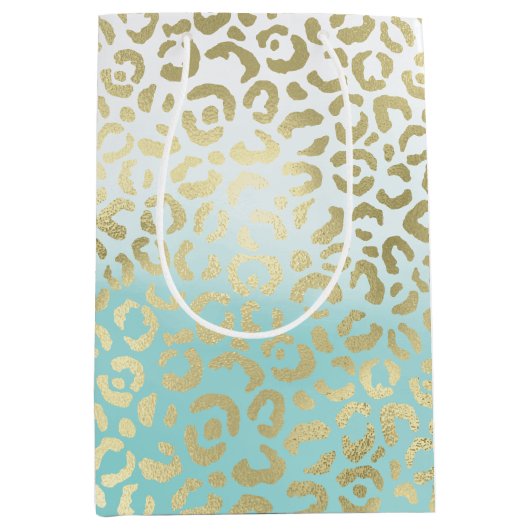 Mint Waterverf Ombre Glam Gold Leopard Medium Cadeauzakje (Voorkant)
