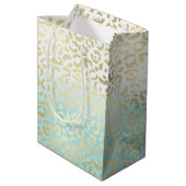 Mint Waterverf Ombre Glam Gold Leopard Medium Cadeauzakje (Achterkant Gekanteld)