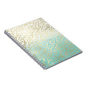 Mint Waterverf Ombre Glam Gold Leopard Notitieboek (Rechterzijde)