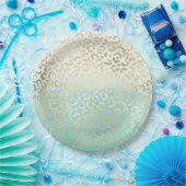 Mint Waterverf Ombre Glam Gold Leopard Papieren Bordje (Feest)