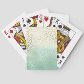 Mint Waterverf Ombre Glam Gold Leopard Pokerkaarten (Achterkant)
