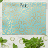 Mint Waterverf Ombre Glam Gold Leopard Theedoek (Gevouwen)