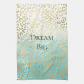 Mint Waterverf Ombre Glam Gold Leopard Theedoek (Verticaal)