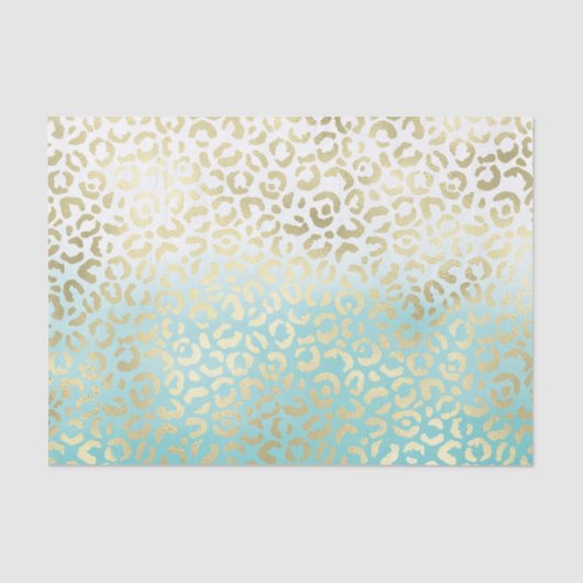 Mint Waterverf Ombre Glam Gold Leopard Tissuepapier (Voorkant)