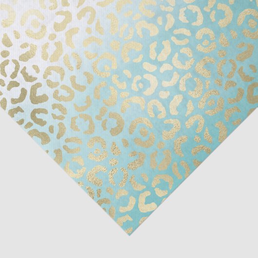 Mint Waterverf Ombre Glam Gold Leopard Tissuepapier (Detail)