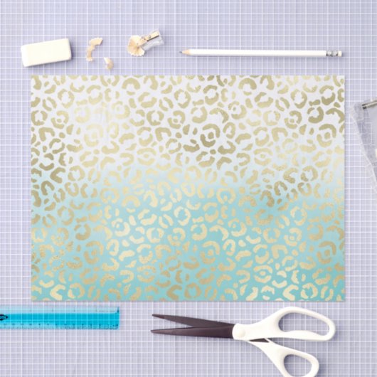 Mint Waterverf Ombre Glam Gold Leopard Tissuepapier (Craft)