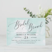 Mint Waterverf rustieke bruids brunch uitnodiging (Staand voorkant)