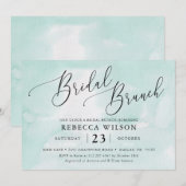 Mint Waterverf rustieke bruids brunch uitnodiging (Voorkant / Achterkant)