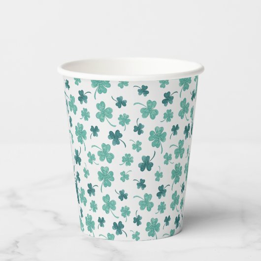 Mint Waterverf Shamrock St Patricks Day Papieren Bekers (Achterkant)