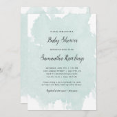 Mint Waterverf Splash Baby shower Uitnodiging (Voorkant / Achterkant)
