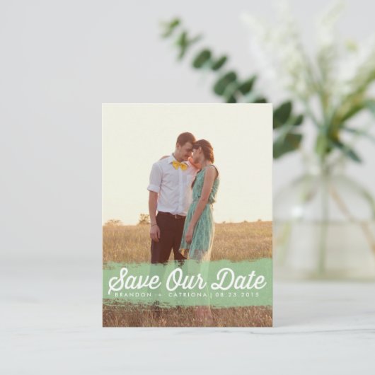 MINT WATERVERF SPLASH | BESPAAR DE DATUM-BRIEFKAAR AANKONDIGINGSKAART (Staand voorkant)