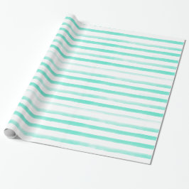 Mint Waterverf Stripe Beach Cadeaupapier