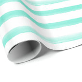 Mint Waterverf Stripe Beach Cadeaupapier (Rol Hoek)