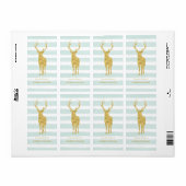 Mint Waterverf Stripes en Gold Deer Bookplate Etiket (Full Sheet)