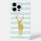 Mint Waterverf Stripes en Gold Deer Case-Mate iPhone Case (Achterkant)
