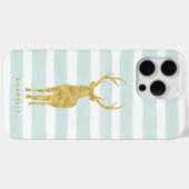 Mint Waterverf Stripes en Gold Deer Case-Mate iPhone Case (Achterkant (horizontaal))