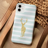 Mint Waterverf Stripes en Gold Deer Case-Mate iPhone Case