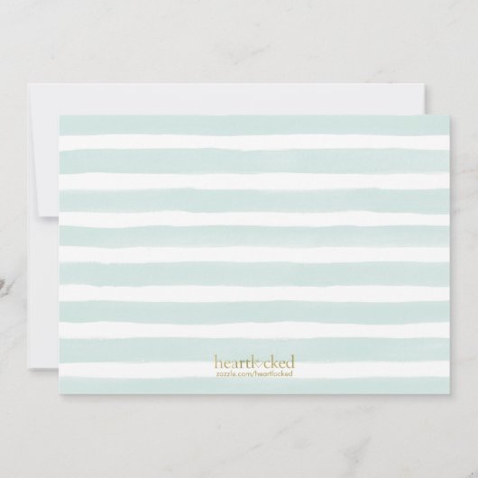 Mint Waterverf Stripes Foto Afstuderen Aankondiging (Achterkant)