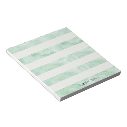 Mint Waterverf Stripes gepersonaliseerd Notitieblok (Schuin)