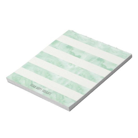 Mint Waterverf Stripes gepersonaliseerd Notitieblok (Linkerzijde)