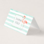 Mint Waterverf Stripes Roze Flamingo Bedankt Kaart (Voorkant)