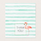 Mint Waterverf Stripes Roze Flamingo Bedankt Kaart (Buitenkant ongevouwen)