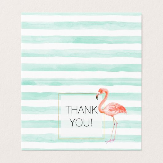 Mint Waterverf Stripes Roze Flamingo Bedankt Kaart (Buitenkant ongevouwen)