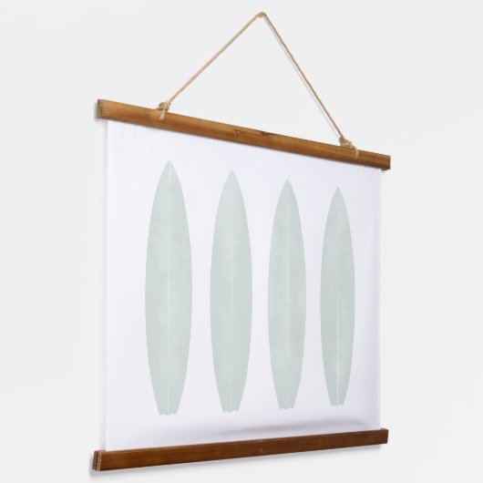 Mint Waterverf Surfboards strand neursery Decor Hangend Wandkleed (Gebogen)