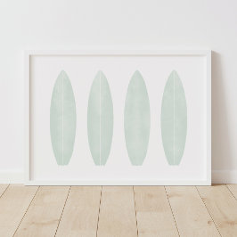 Mint Waterverf Surfboards strand neursery Decor Poster