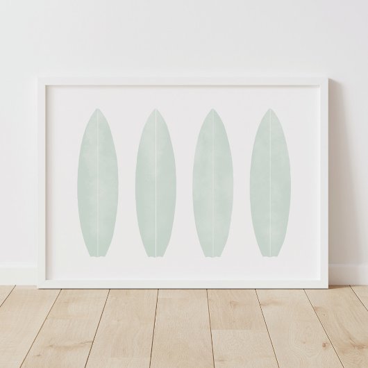 Mint Waterverf Surfboards strand neursery Decor Poster