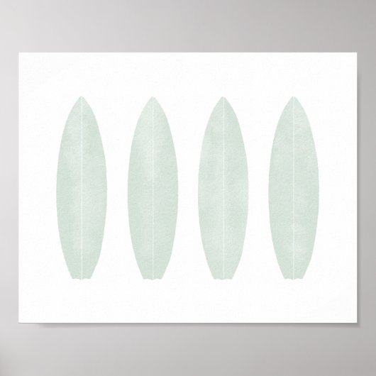 Mint Waterverf Surfboards strand neursery Decor Poster (Voorkant)