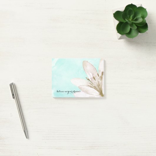 Mint Waterverf White Flower Inspirerend Message Post-it® Notes (Kantoor)