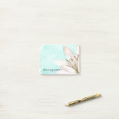 Mint Waterverf White Flower Inspirerend Message Post-it® Notes (Op bureau)