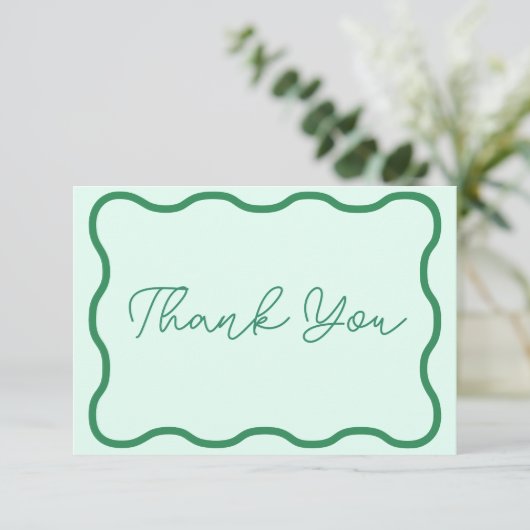 Mint Wavy Retro bruiloft Bedankkaart (Staand voorkant)