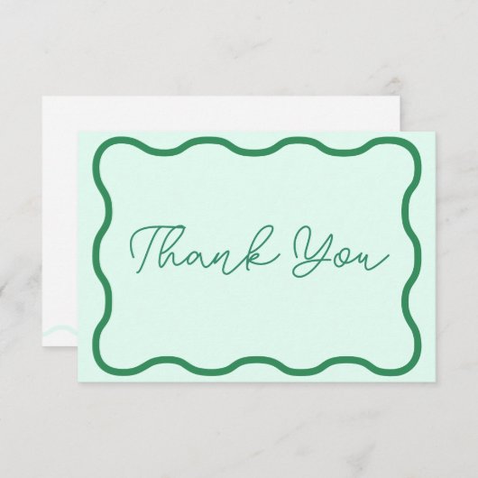 Mint Wavy Retro bruiloft Bedankkaart (Voorkant / Achterkant)